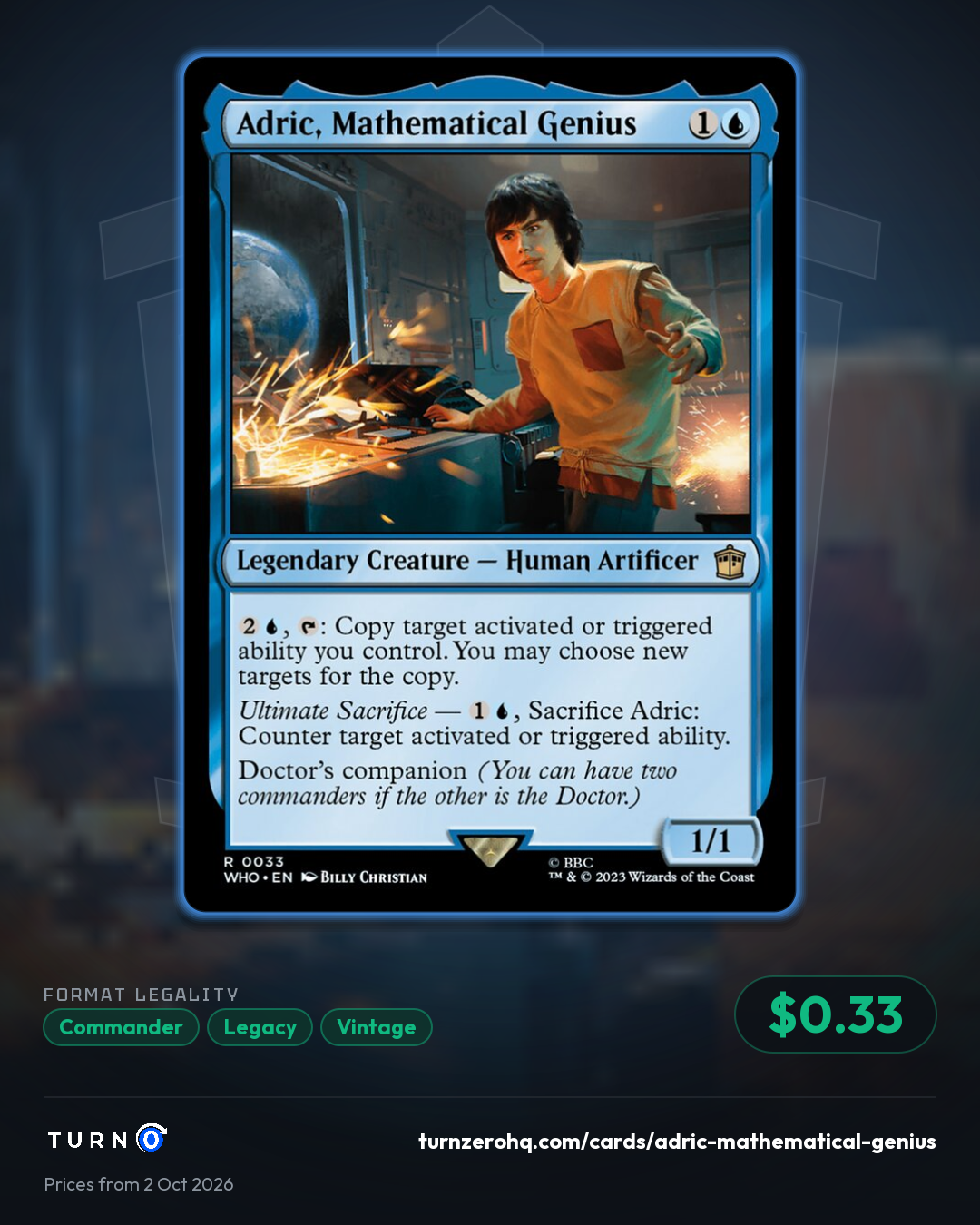 Shareable picture of Adric, Mathematical Genius