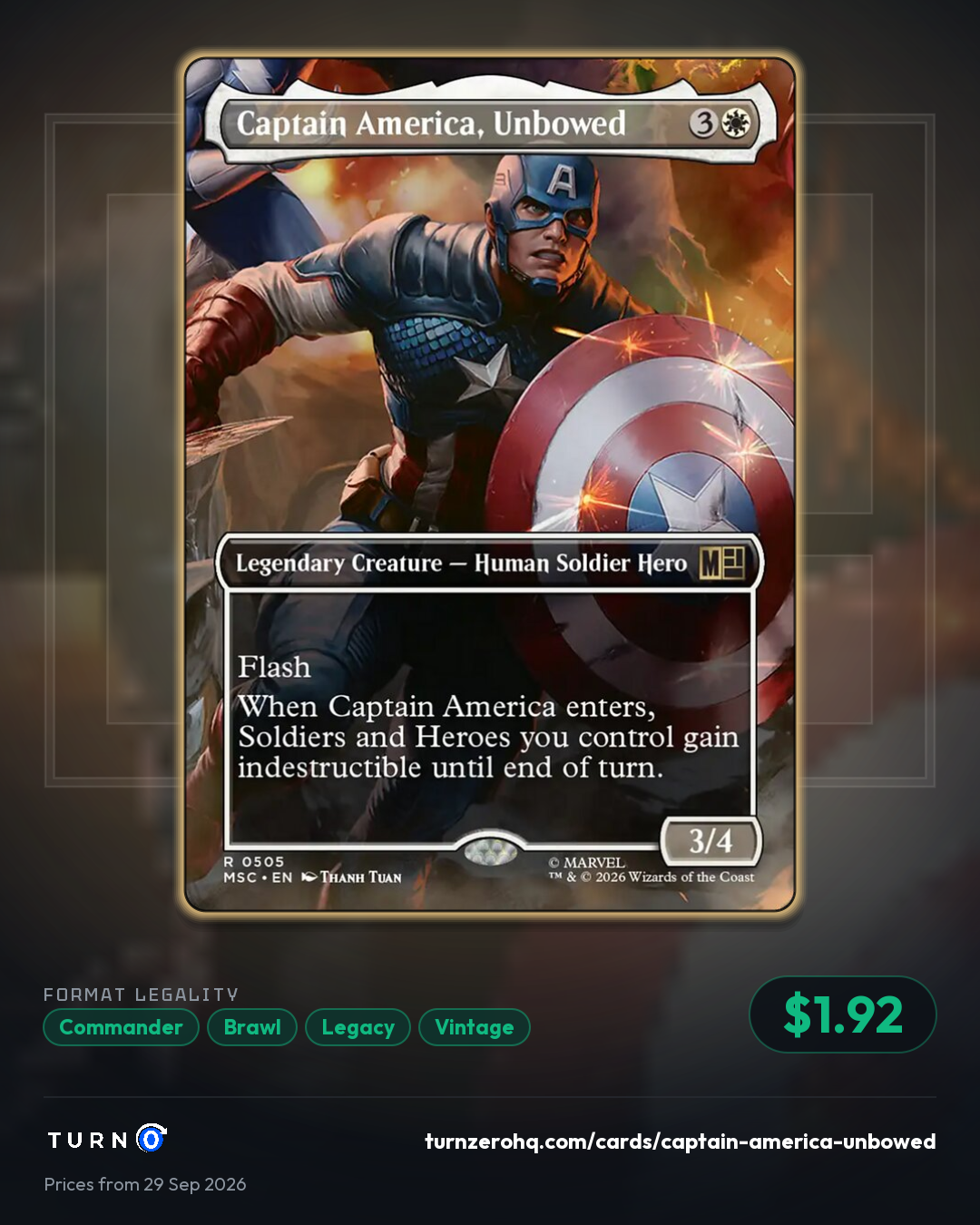 Shareable picture of Captain America, Unbowed