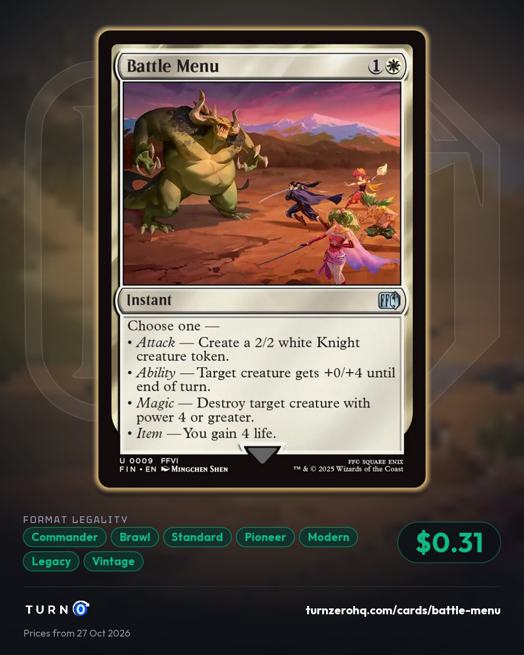 Shareable picture of Battle Menu