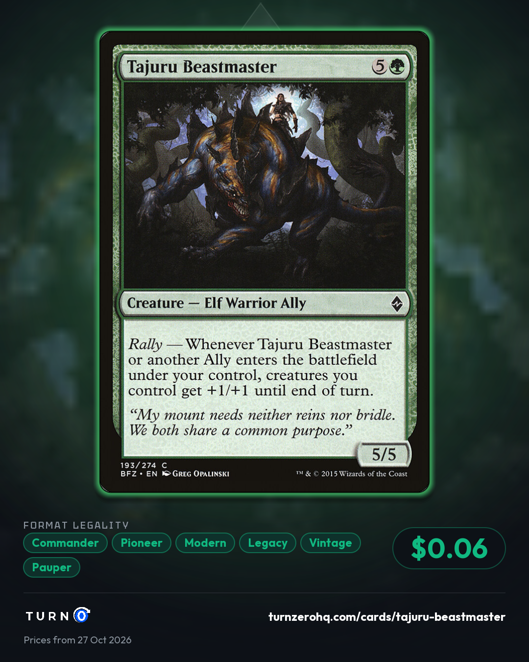 Shareable picture of Tajuru Beastmaster
