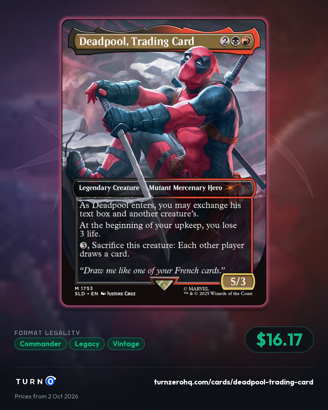 Shareable picture of Deadpool, Trading Card