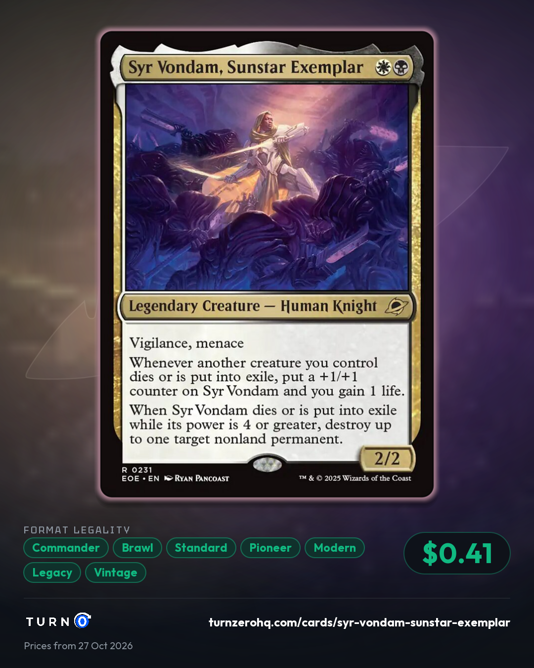 Shareable picture of Syr Vondam, Sunstar Exemplar