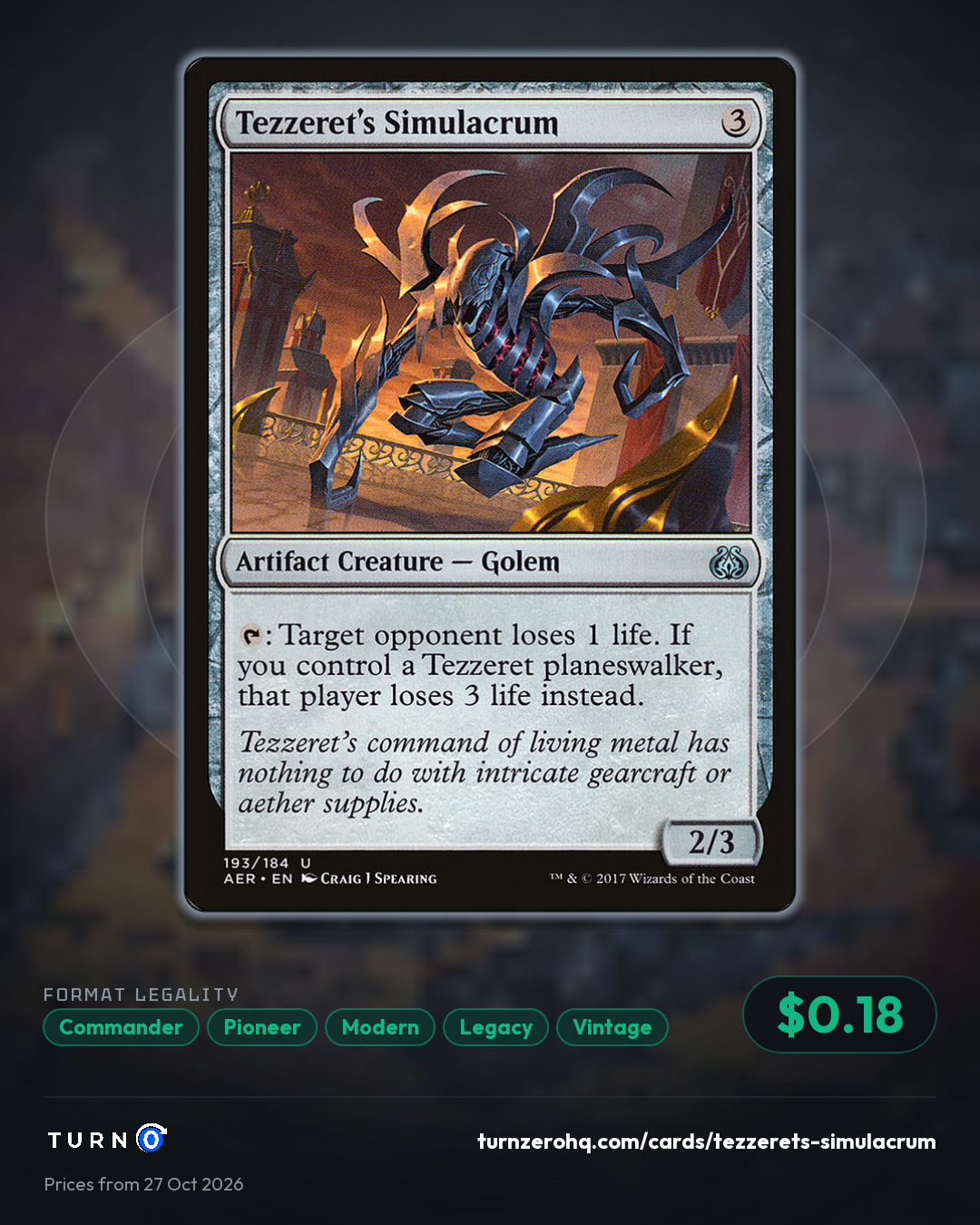 Shareable picture of Tezzeret's Simulacrum