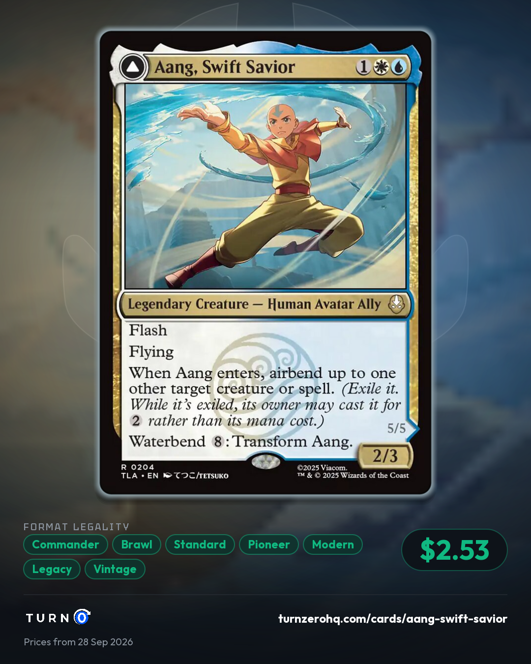 Shareable picture of Aang, Swift Savior