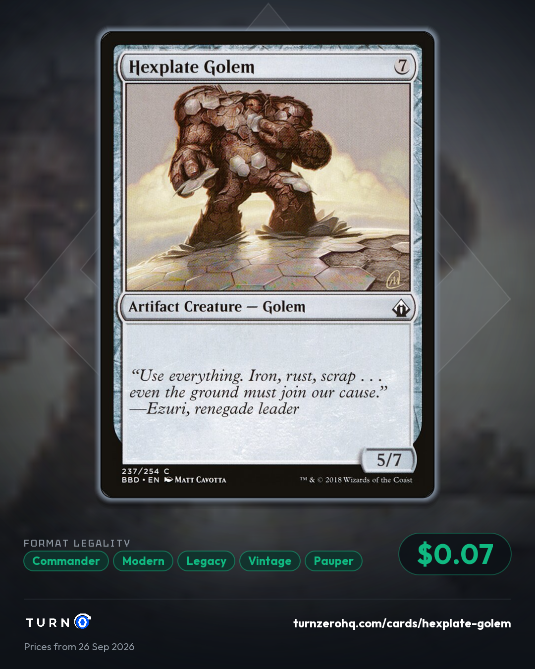 Shareable picture of Hexplate Golem