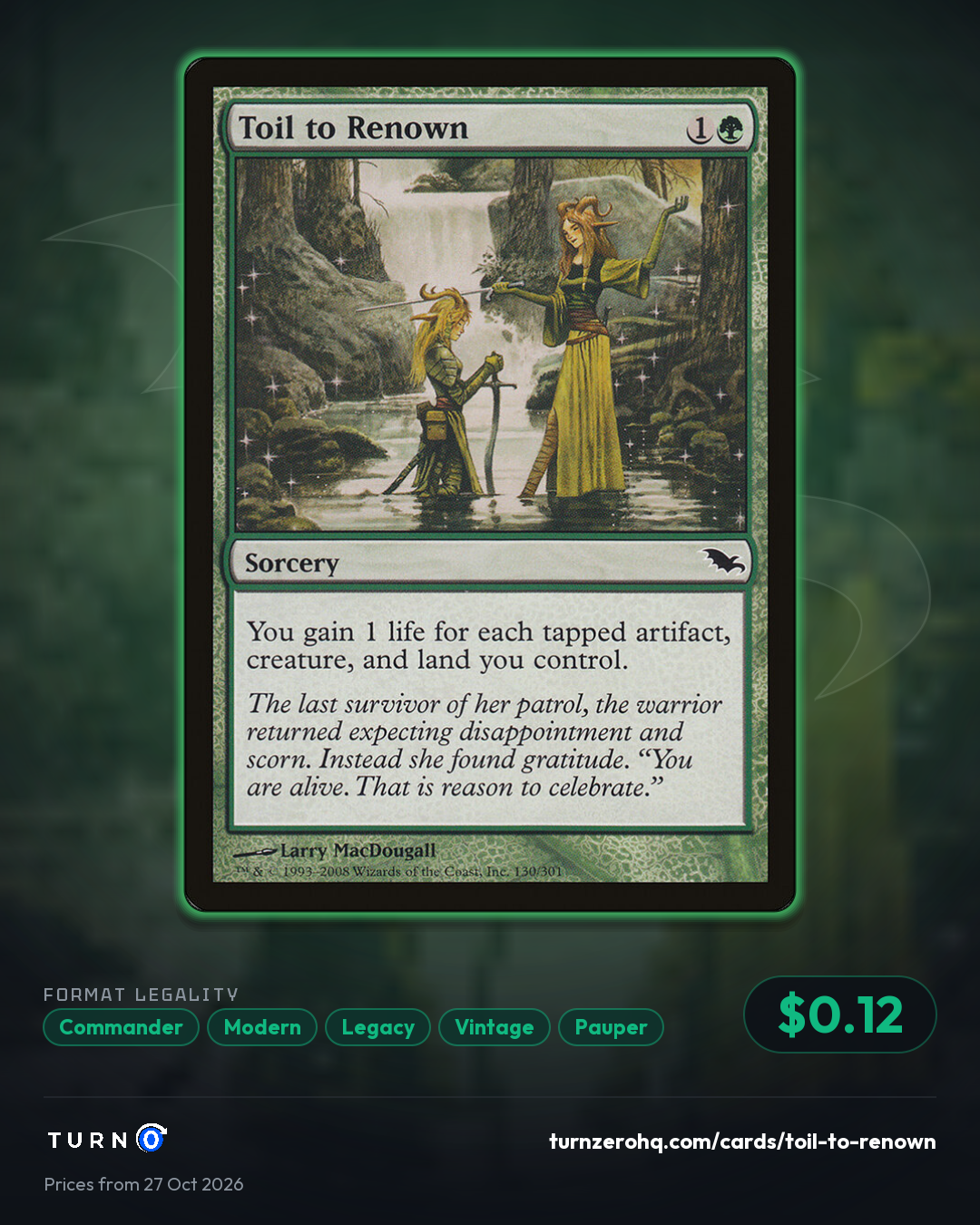 Shareable picture of Toil to Renown