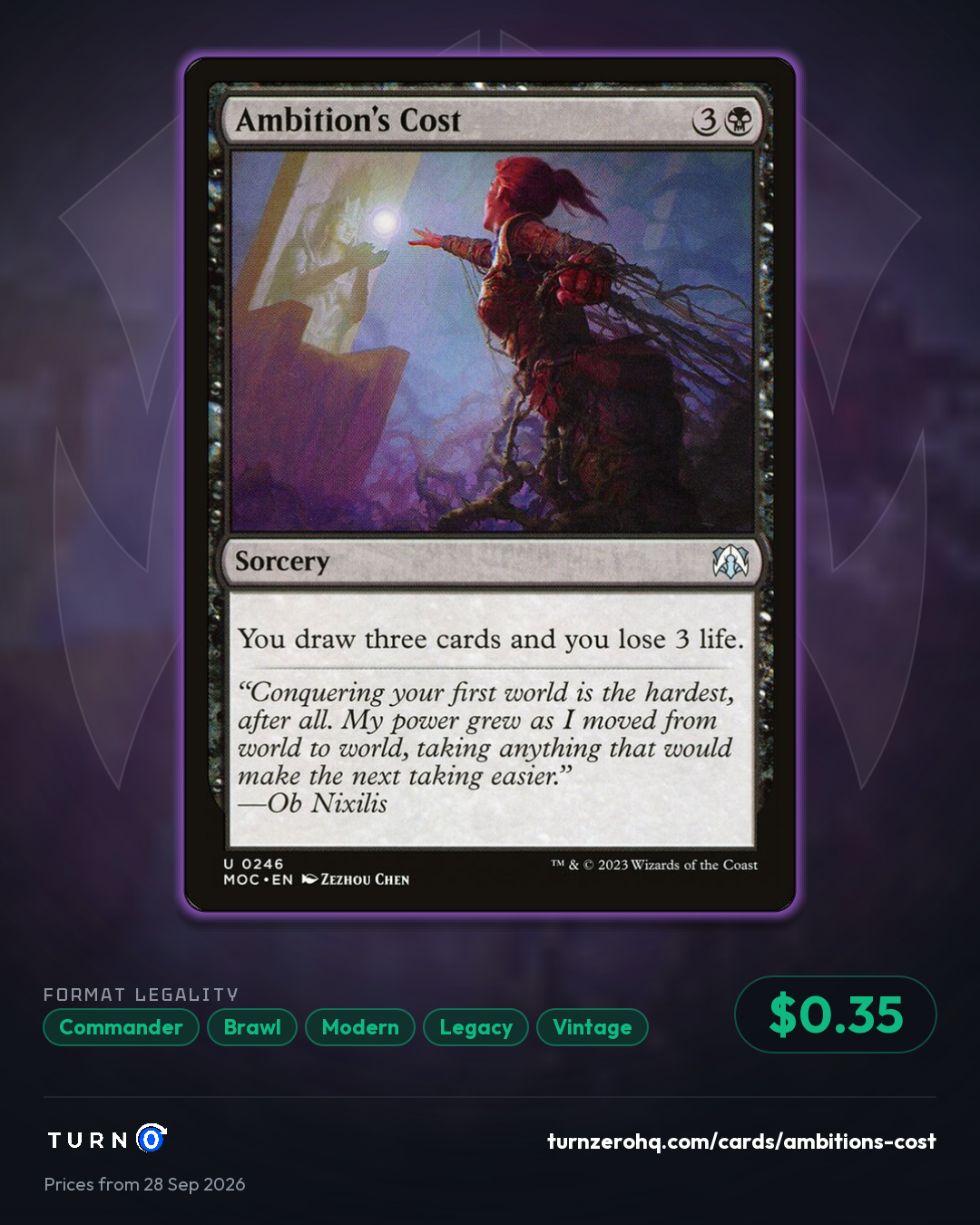 Shareable picture of Ambition's Cost
