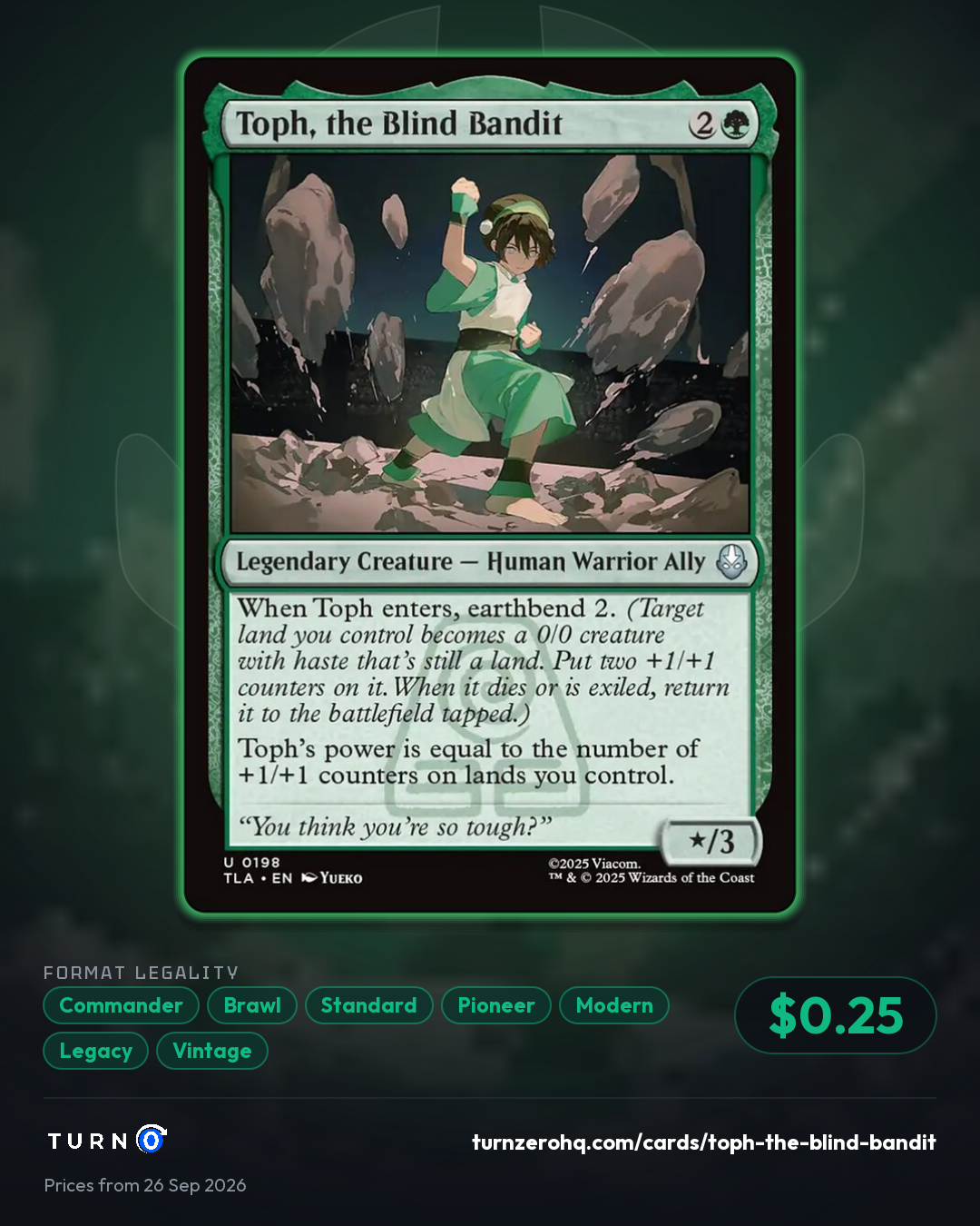 Shareable picture of Toph, the Blind Bandit